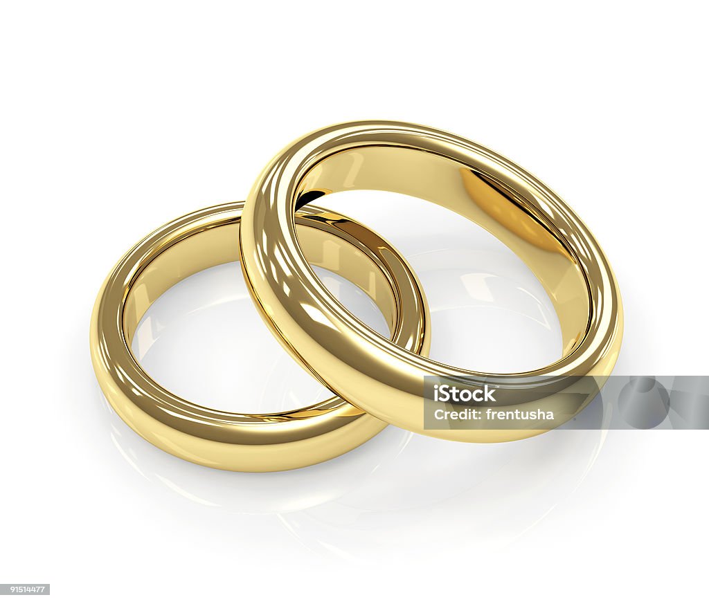 Two 3d gold wedding ring  Color Image Stock Photo