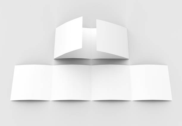 istock Square four folded - 4-Fold - brochure mock-up isolated on soft gray background. 3D illustrating. 915146582