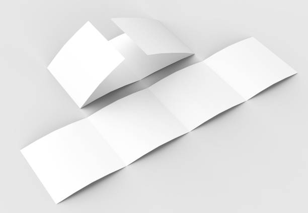 istock Square four folded - 4-Fold - brochure mock-up isolated on soft gray background. 3D illustrating. 915146920