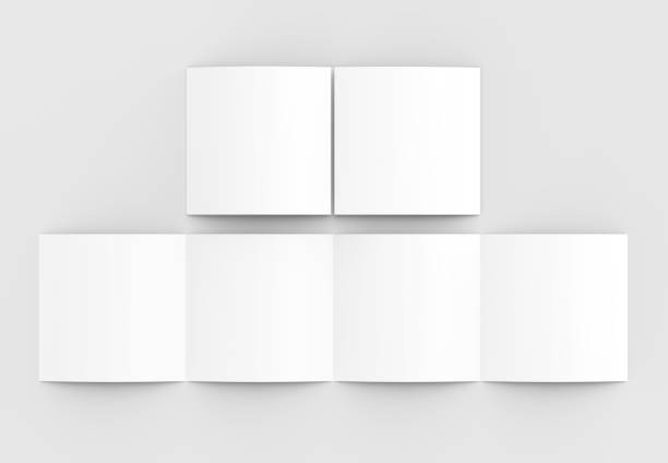 istock Square four folded - 4-Fold - brochure mock-up isolated on soft gray background. 3D illustrating. 915147174