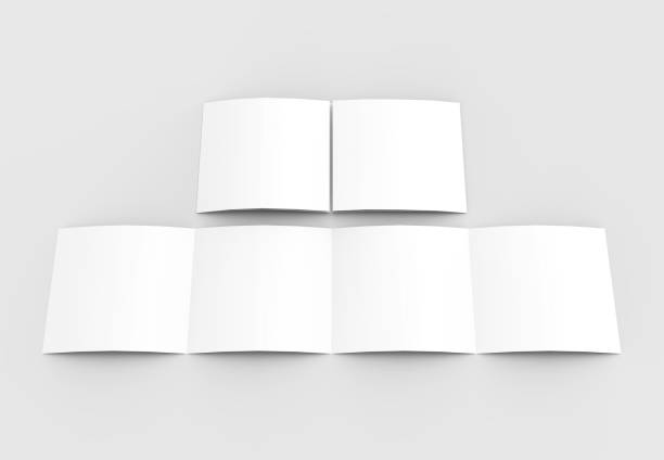 istock Square four folded - 4-Fold - brochure mock-up isolated on soft gray background. 3D illustrating. 915147370