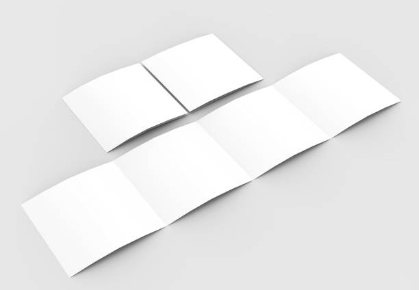 istock Square four folded - 4-Fold - brochure mock-up isolated on soft gray background. 3D illustrating. 915147524