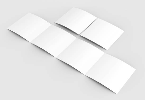 istock Square four folded - 4-Fold - brochure mock-up isolated on soft gray background. 3D illustrating. 915147674