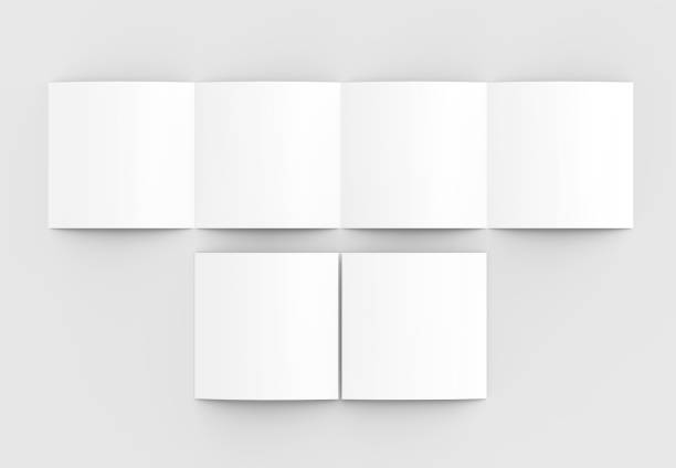 istock Square four folded - 4-Fold - brochure mock-up isolated on soft gray background. 3D illustrating. 915147932