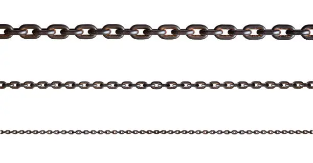 Rusty metal chain isolated on white background with clipping path