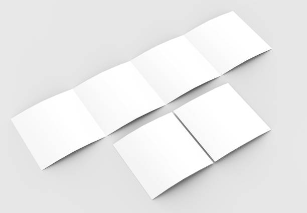 istock Square four folded - 4-Fold - brochure mock-up isolated on soft gray background. 3D illustrating. 915150450