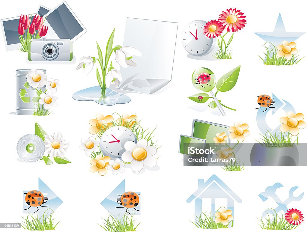 Blume Themen-computer-icon-set - Lizenzfrei Aster Stock-Illustration