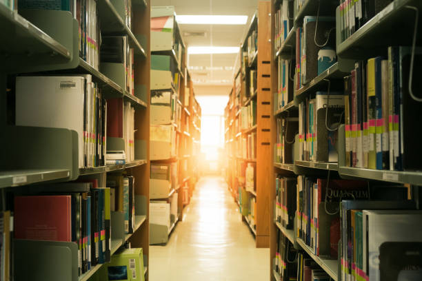 istock Old book on shelf  public in the library. 915151428