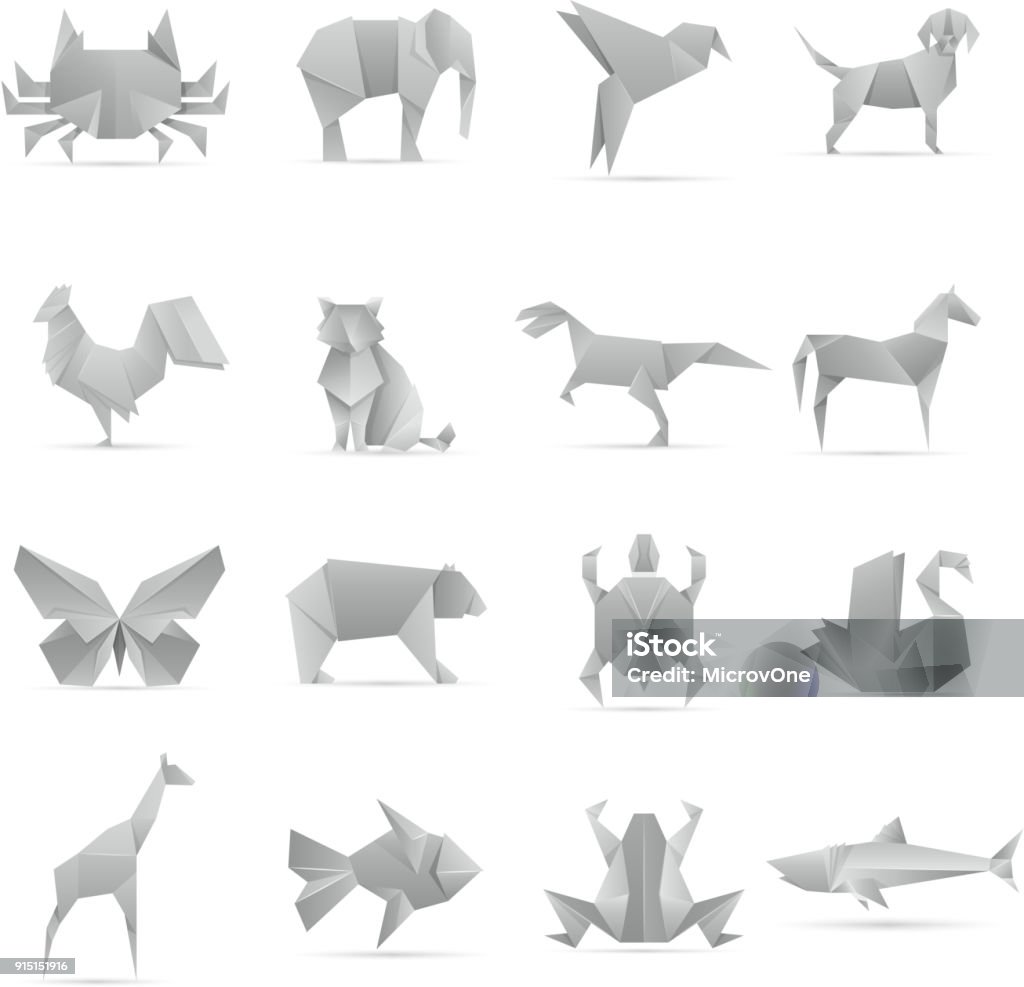 Animaux en origami créatif asiatique vector collection - clipart vectoriel de Origami libre de droits