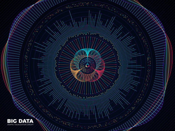 大きなデータ グラフィック、複雑なビジネス システム可視化ベクトルの概念。現代の情報デジタル技術の背景 - large number点のイラスト素材／クリップアート素材／マンガ素材／アイコン素材