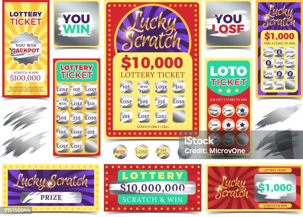 Winning Scratching Lottery Vector Tickets Stock Illustration - Download Image Now - Lottery, Ticket, Scratched