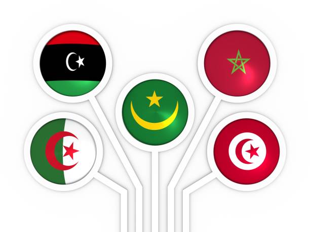 członkowie unii arabskiej maghrebu - libya flag libyan flag three dimensional shape zdjęcia i obrazy z banku zdjęć