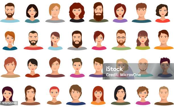 Women And Men Business People Team Vector Avatars Male And Female Profile Portraits Isolated Stock Illustration - Download Image Now