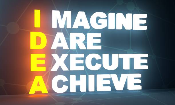 Business concept acronym idea acronym from imagine, dare, execute and achieve words. Motivation concept. 3D rendering opportunity dictionary definition stock pictures, royalty-free photos & images