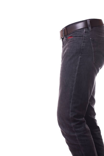 Beautiful gray jeans on a white background