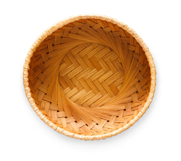 Wicker Basket Isolated On White Background Top View Stock Photo - Download  Image Now - iStock