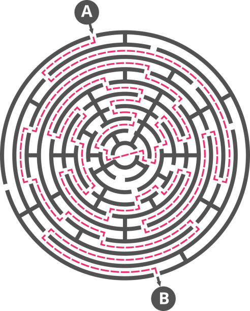 круглый лабиринт детская игра. шаблон вектора головоломки лабиринта - maze searching simplicity concepts stock illustrations