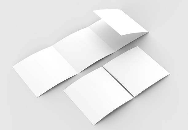 istock Square four folded - 4-Fold - brochure mock-up isolated on soft gray background. 3D illustrating. 915157704