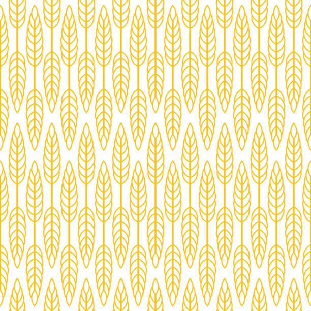 Wheat seamless pattern Wheat seamless pattern. Yellow print on white background bread backgrounds stock illustrations