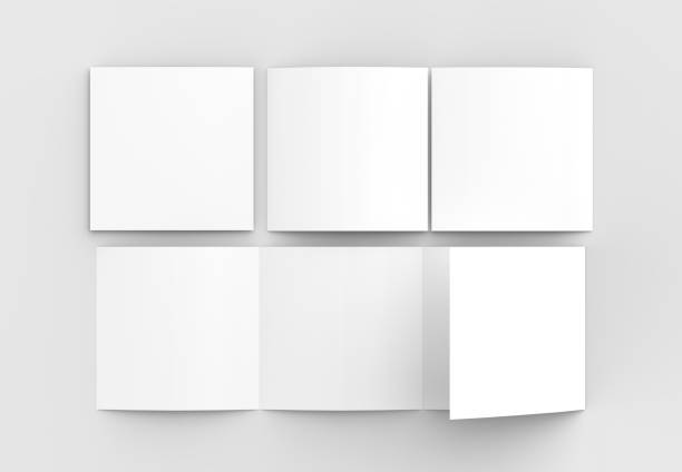 istock Square four folded - 4-Fold - brochure mock-up isolated on soft gray background. 3D illustrating. 915161442