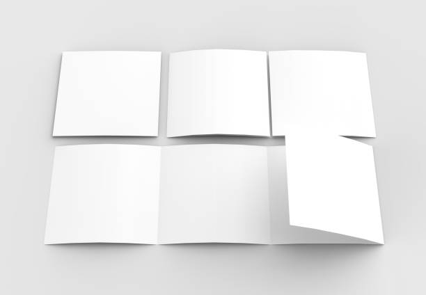 istock Square four folded - 4-Fold - brochure mock-up isolated on soft gray background. 3D illustrating. 915162364