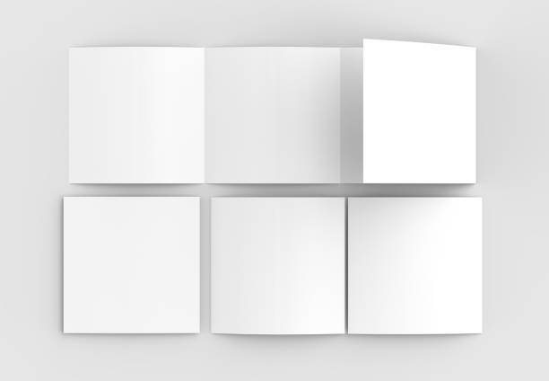 istock Square four folded - 4-Fold - brochure mock-up isolated on soft gray background. 3D illustrating. 915169544