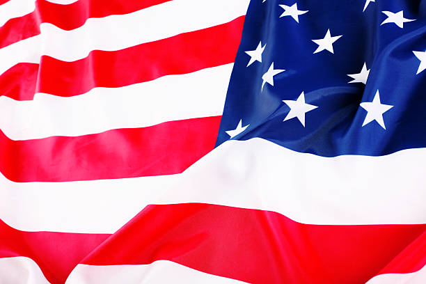 istock flapping flag of USA with wave 91517005
