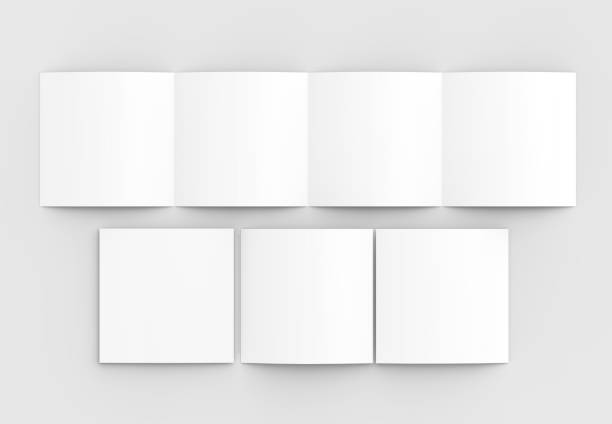istock Square four folded - 4-Fold - brochure mock-up isolated on soft gray background. 3D illustrating. 915173376