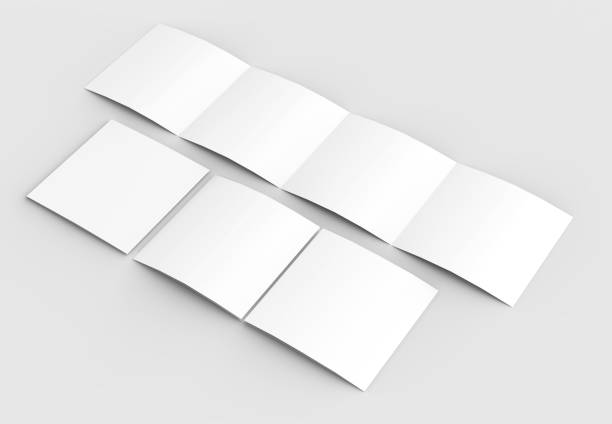 istock Square four folded - 4-Fold - brochure mock-up isolated on soft gray background. 3D illustrating. 915173892