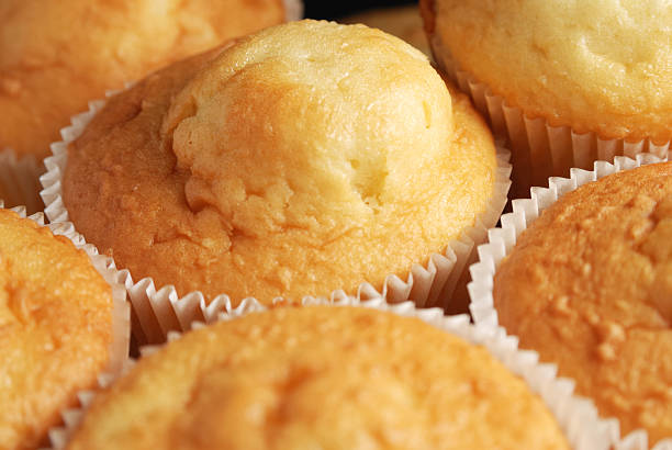 Cupcakes unfrosted low angle stock photo