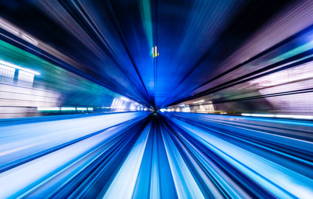 istock high speed abstract MRT track of motion light for background 915179058