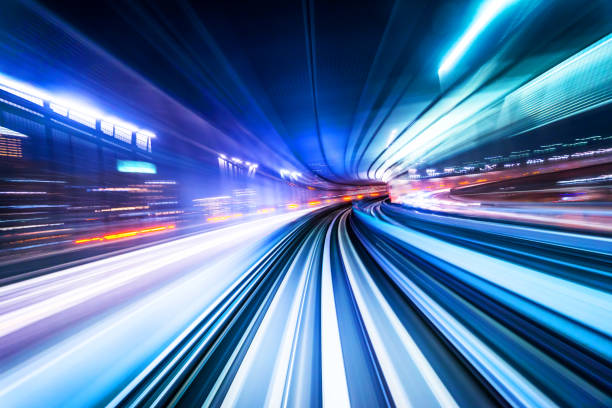 wysoka prędkość abstrakcyjna ścieżka mrt światła ruchu dla tła - high speed train zdjęcia i obrazy z banku zdjęć