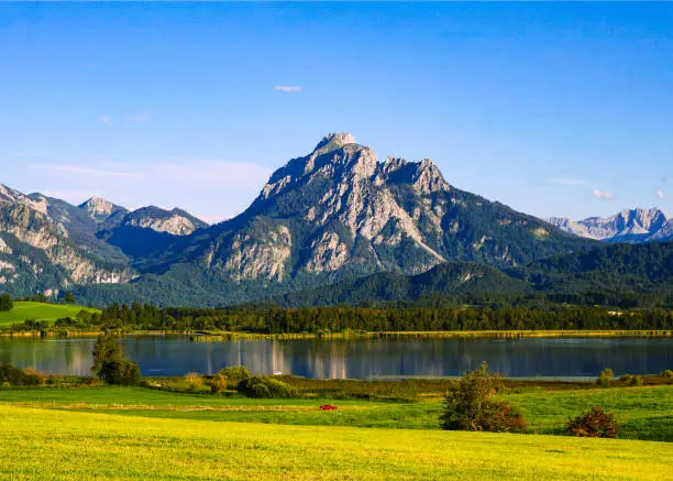 Lake Hopfensee, Hopfen,Mountain Säuling, Allgäu, Bavaria, Germany