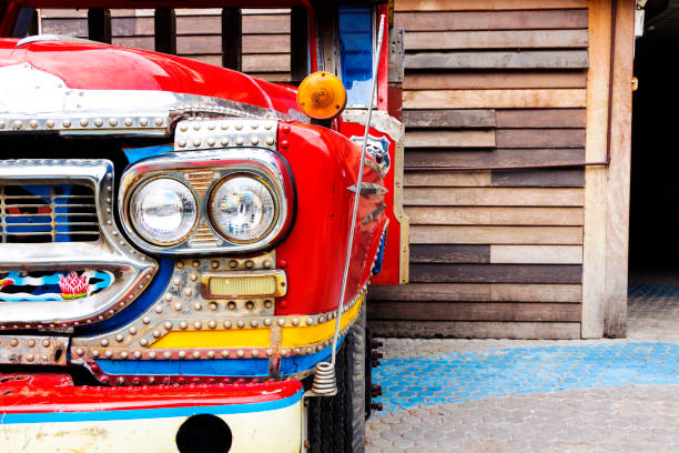 Front of the old rusted truck with headlight and grill beautiful. Old truck with colorful. Front of the old rusted truck with headlight and grill beautiful. The old truck with colorful. distressed rusty vintage pickup truck close up detail stock pictures, royalty-free photos & images