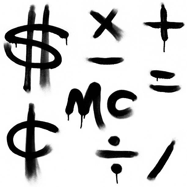 Graffiti Math Symbols A set of ultra high res mathematic symbols hand painted with spray paint. cent sign photos stock pictures, royalty-free photos & images