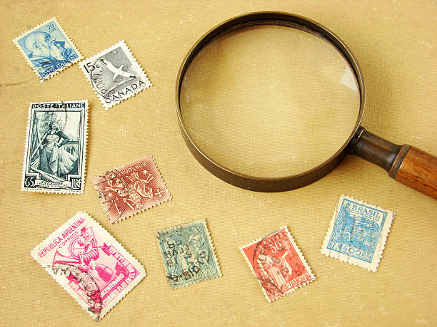 istock World postage stamps and magnifying glass 91518891
