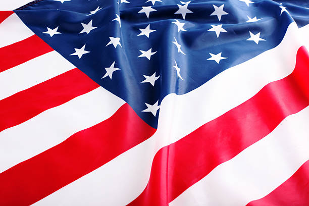 istock flapping flag of USA with wave 91518980