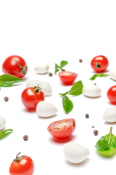 istock Italian mozzarella cheese and tomatos. Caprese salad ingridients 915190156