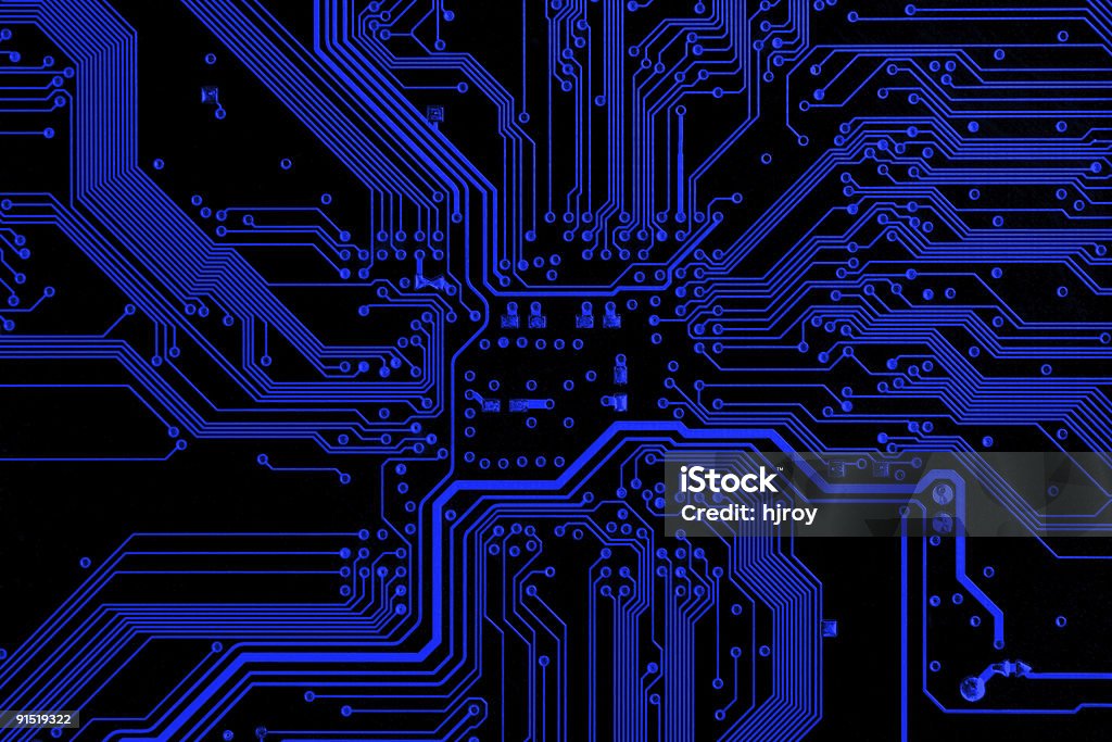 Blue Placa de circuito - Foto de stock de Abstrato royalty-free