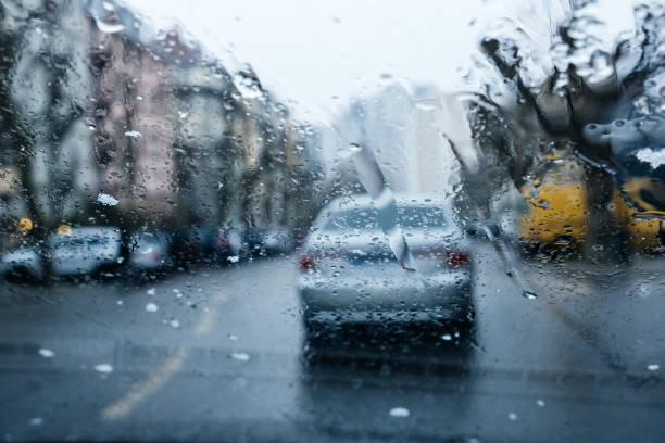 istock Driver point of view at the front driving car silhouette 915193984