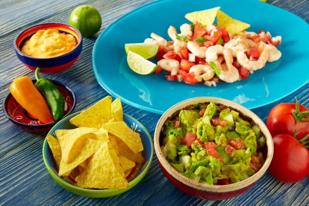istock Guacamole mexican food with ceviche and nachos 915193992