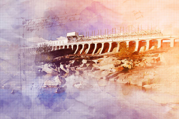 Hydro-Electric Dam with Grunge Artsy Effect
