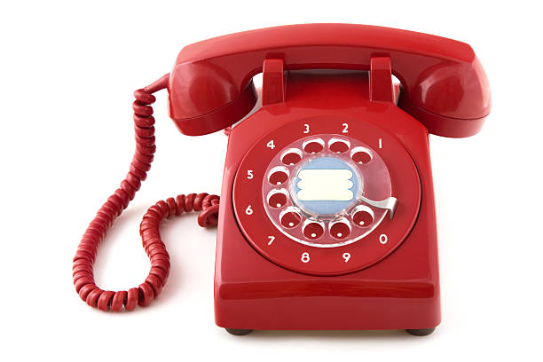 istock Old-fashioned red telephone on white background 91519825