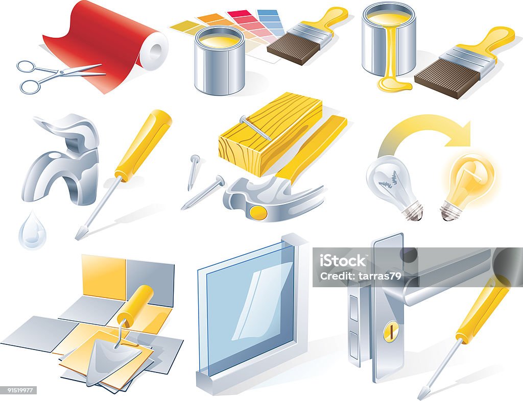 Home Reparatur-icon-set - Lizenzfrei Anstreicher Stock-Illustration