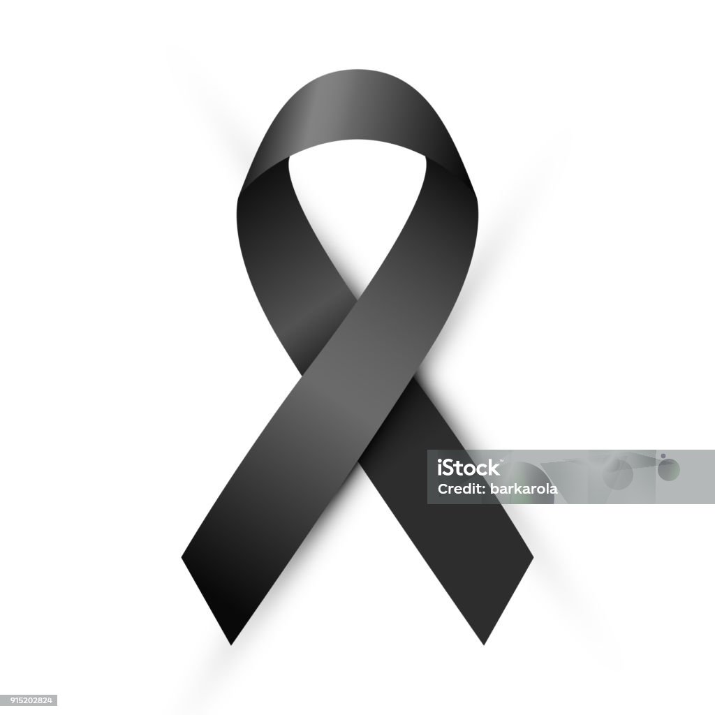 Vector black ribbon Vector illustration, Black awareness ribbon isolated on a white background. Mourning and melanoma symbol. Terrorism and death symbol. Black Color stock vector
