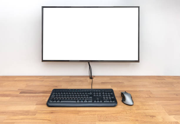 istock Computer workstation desk with a 40