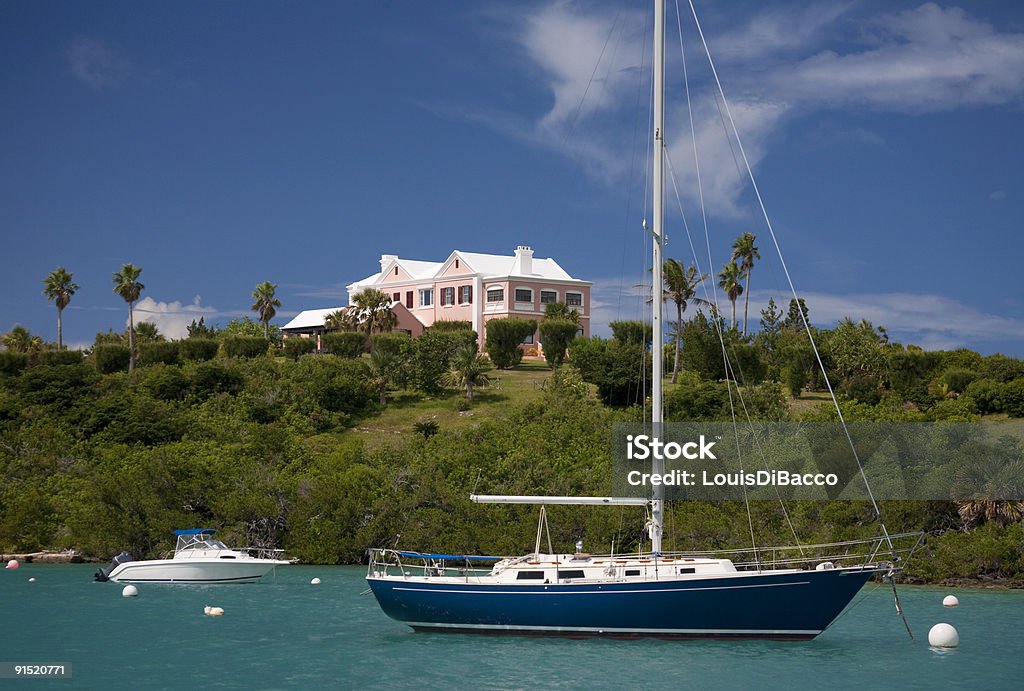 Anchored sailboat  Bermuda Stock Photo