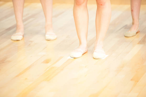 istock Legs of Rhythmic Gymnasts on Parquet 915217142