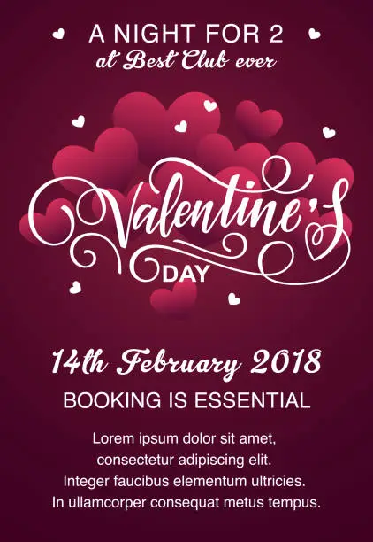 Vector illustration of Valentine's day night poster