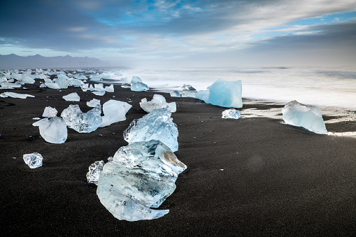 Ice Formations on a Beach in Iceland.